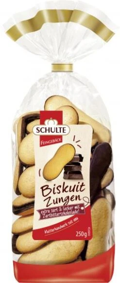 Schulte Feingebäck Schoko Biskuitzungen Zartbitter