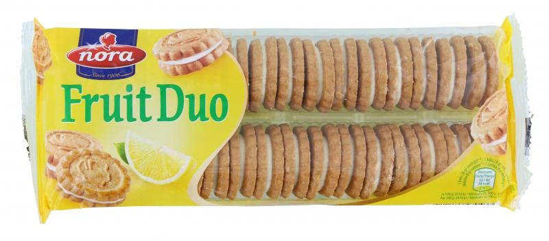 Nora Fruit Duo Doppelkeks Mit Zitronencremefüllung 1 Nora Fruit Duo Doppelkeks Mit Zitronencremefüllung