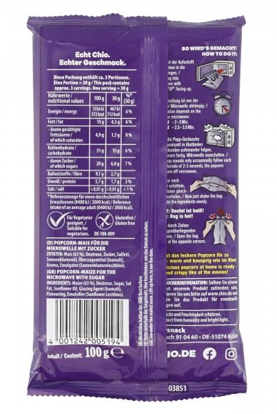 Chio Mikrowellen Popcorn Süß 2 Chio Mikrowellen Popcorn Süß – Bild 2