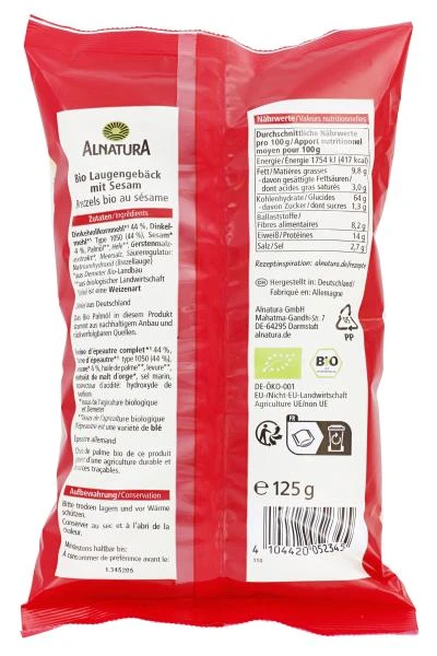 Alnatura Dinkel Brezeln Sesam 2 Alnatura Dinkel Brezeln Sesam – Bild 2