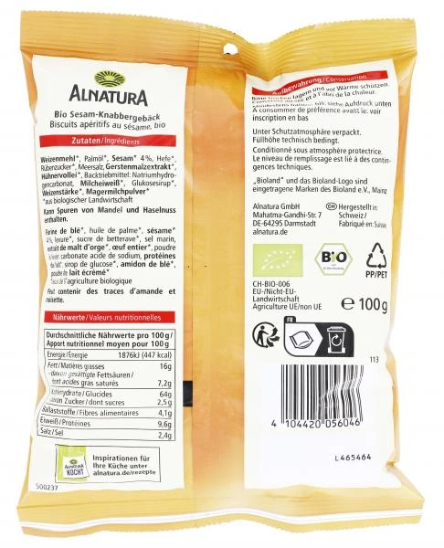 Alnatura Knabber Igel Sesam 2 Alnatura Knabber Igel Sesam – Bild 2