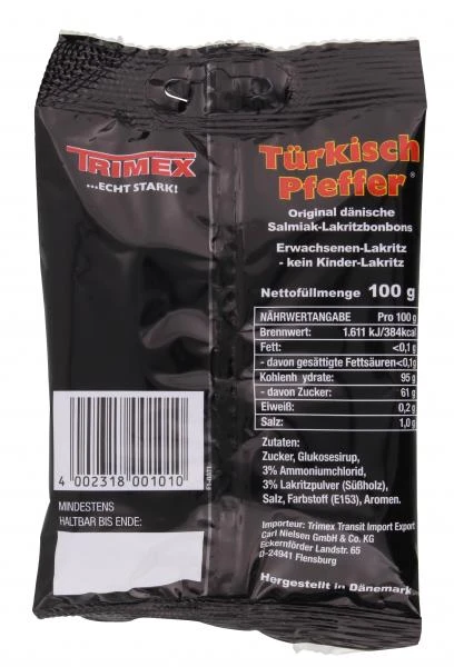 Trimex Türkisch Pfeffer Salmiak-Lakritzbonbons 2 Trimex Türkisch Pfeffer Salmiak-Lakritzbonbons – Bild 2