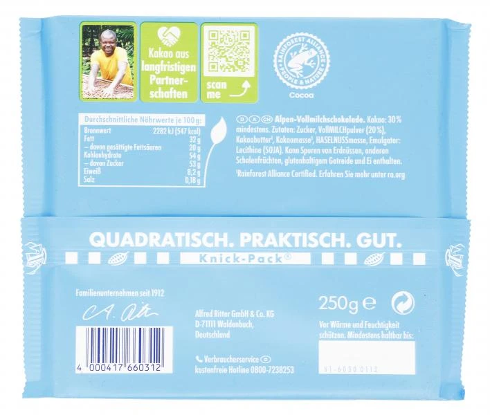 Ritter Sport Alpenmilch Großtafel 2 Ritter Sport Alpenmilch Großtafel – Bild 2