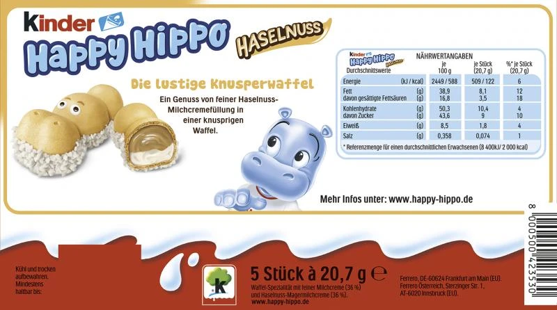 Kinder Happy Hippo Haselnuss 2 Kinder Happy Hippo Haselnuss – Bild 2