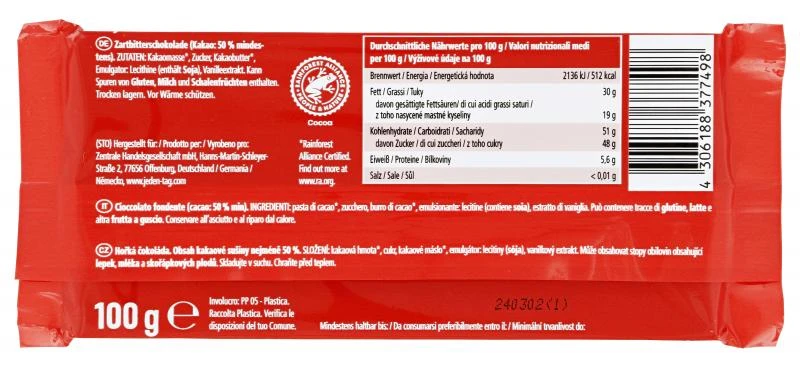 Jeden Tag Schokolade Zartbitter 2 Jeden Tag Schokolade Zartbitter – Bild 2