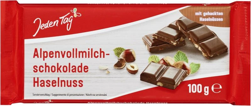 Jeden Tag Schokolade Alpenvollmilch-Haselnuss 1 Jeden Tag Schokolade Alpenvollmilch-Haselnuss