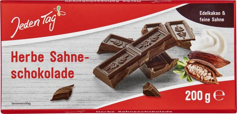 Jeden Tag Herbe Sahne-Schokolade 1 Jeden Tag Herbe Sahne-Schokolade