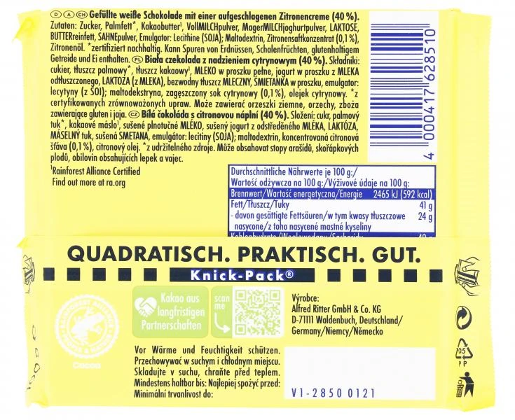 Ritter Sport Funky White Lemon 2 Ritter Sport Funky White Lemon – Bild 2