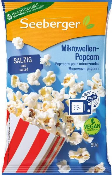 Seeberger Mikrowellen Popcorn Salzig 1 Seeberger Mikrowellen Popcorn Salzig