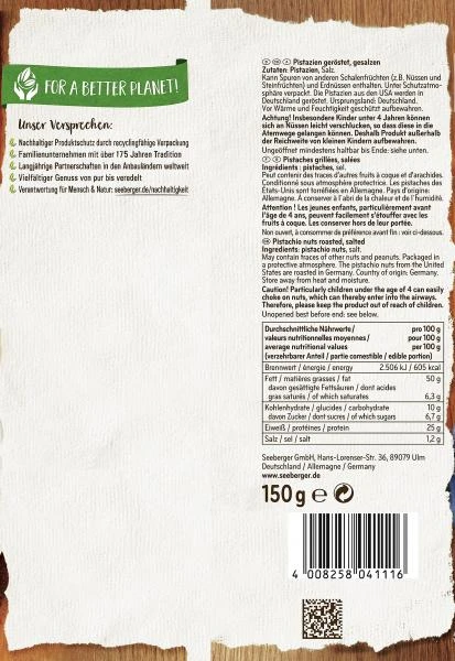 Seeberger Kalifornische Pistazien Geröstet & Gesalzen 2 Seeberger Kalifornische Pistazien Geröstet & Gesalzen – Bild 2
